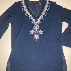 New York & Company Blue Sheer Women's Tunic